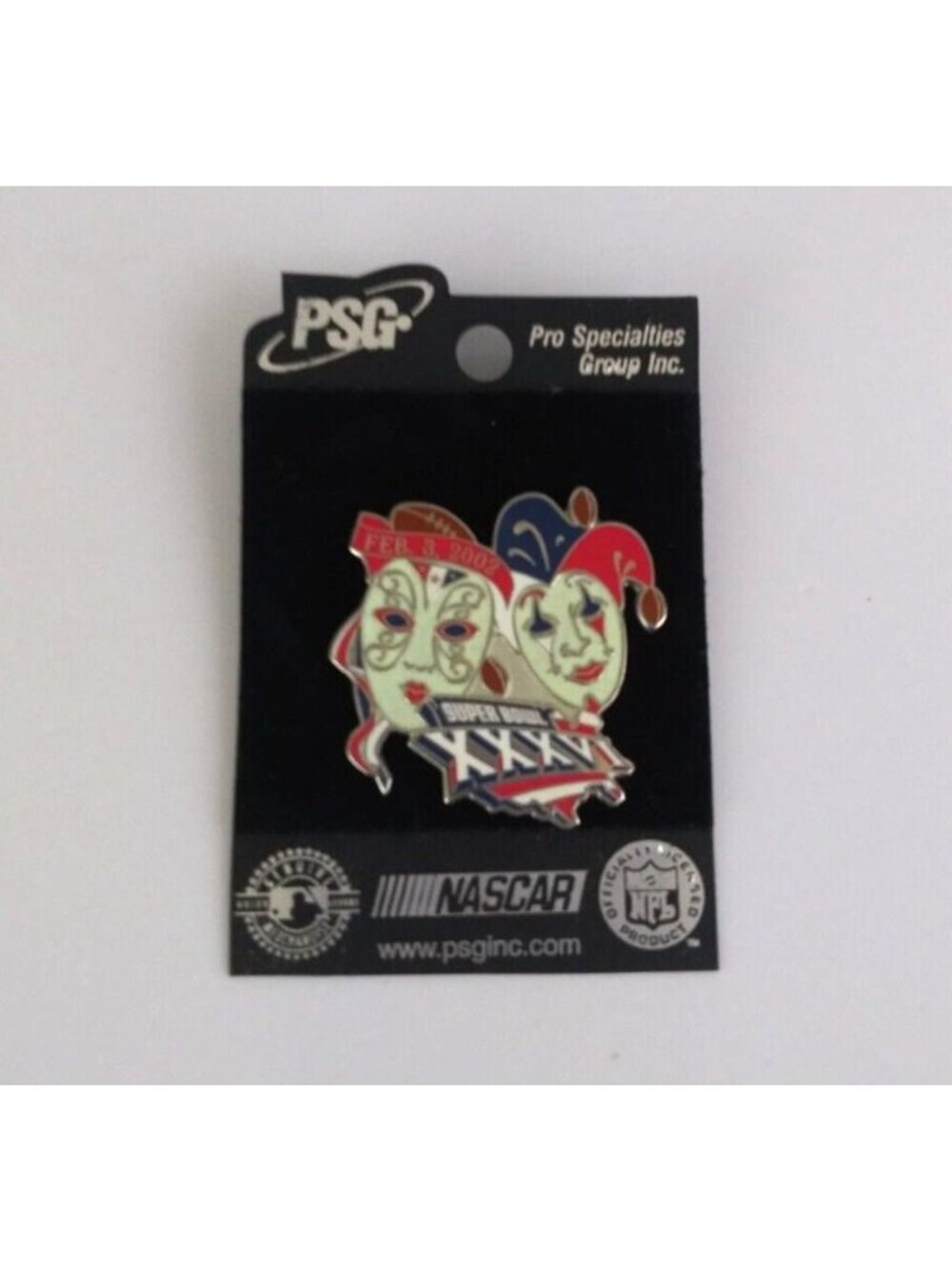New PSG NFL Super Bowl 2001 New England Patriots vs Rams Pin XXXVI 36 Mask